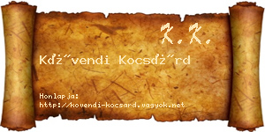 Kövendi Kocsárd névjegykártya